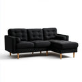 Divano angolare 3 posti con chaise longue destra nero in poliestere 220 x 150 x 85 cm