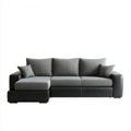 Divano angolare con chaise longue sinistra grigio e nero 260 x 160 x 85 cm in tessuto di poliestere e pelle sintetica PU a L