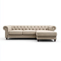 Divano angolare Chesterfield con chaise longue destra beige 275 x 165 x 75 cm in poliestere forma a L