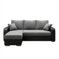 Divano angolare 3 posti con chaise longue sinistra grigio nero 230 x 145 x 85 cm in poliestere e similpelle PU a L
