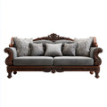 Divano 3 posti classico grigio 230 x 95 x 105 cm in poliestere jacquard con struttura in legno massello sagomato
