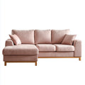 Divano angolare con penisola sinistra rosa in velluto di poliestere 230 x 150 x 85 cm