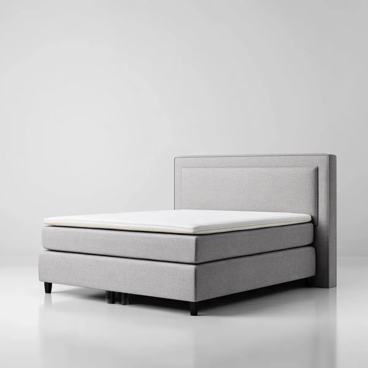 Letto matrimoniale imbottito grigio 160 x 200 cm in poliestere rettangolare con materasso