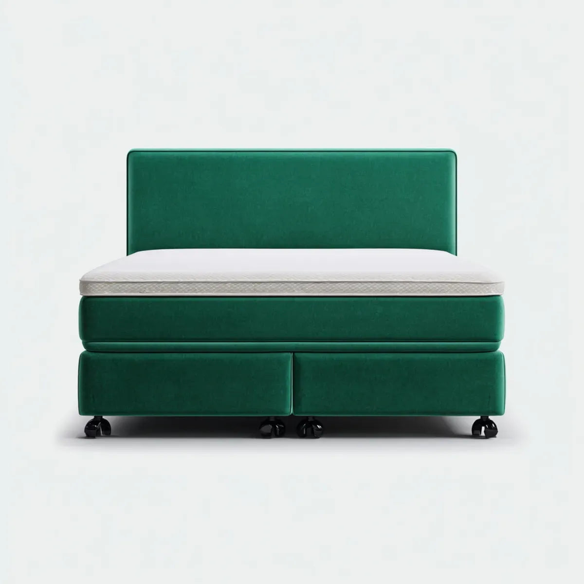 Letto matrimoniale contenitore verde 160 x 200 cm in velluto di poliestere rettangolare con materasso