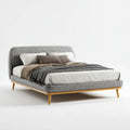 Letto matrimoniale imbottito grigio 160 x 200 cm in poliestere con struttura rettangolare