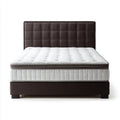 Letto matrimoniale imbottito marrone con materasso 160 x 200 cm in pelle sintetica PU rettangolare