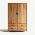 Armadio guardaroba 2 ante con 4 cassetti in rovere naturale rettangolare 100 x 55 x 200 cm