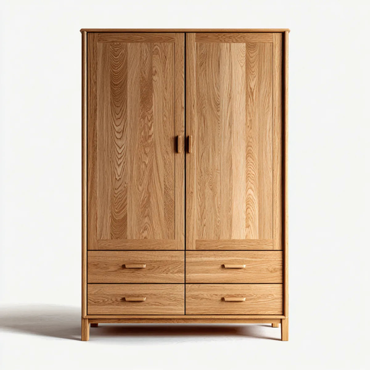 Armadio guardaroba 2 ante con 4 cassetti in rovere naturale rettangolare 100 x 55 x 200 cm
