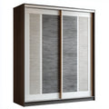 Armadio guardaroba a 2 ante scorrevoli marrone bianco grigio 180 x 60 x 200 cm in pannello truciolare melaminico rettangolare