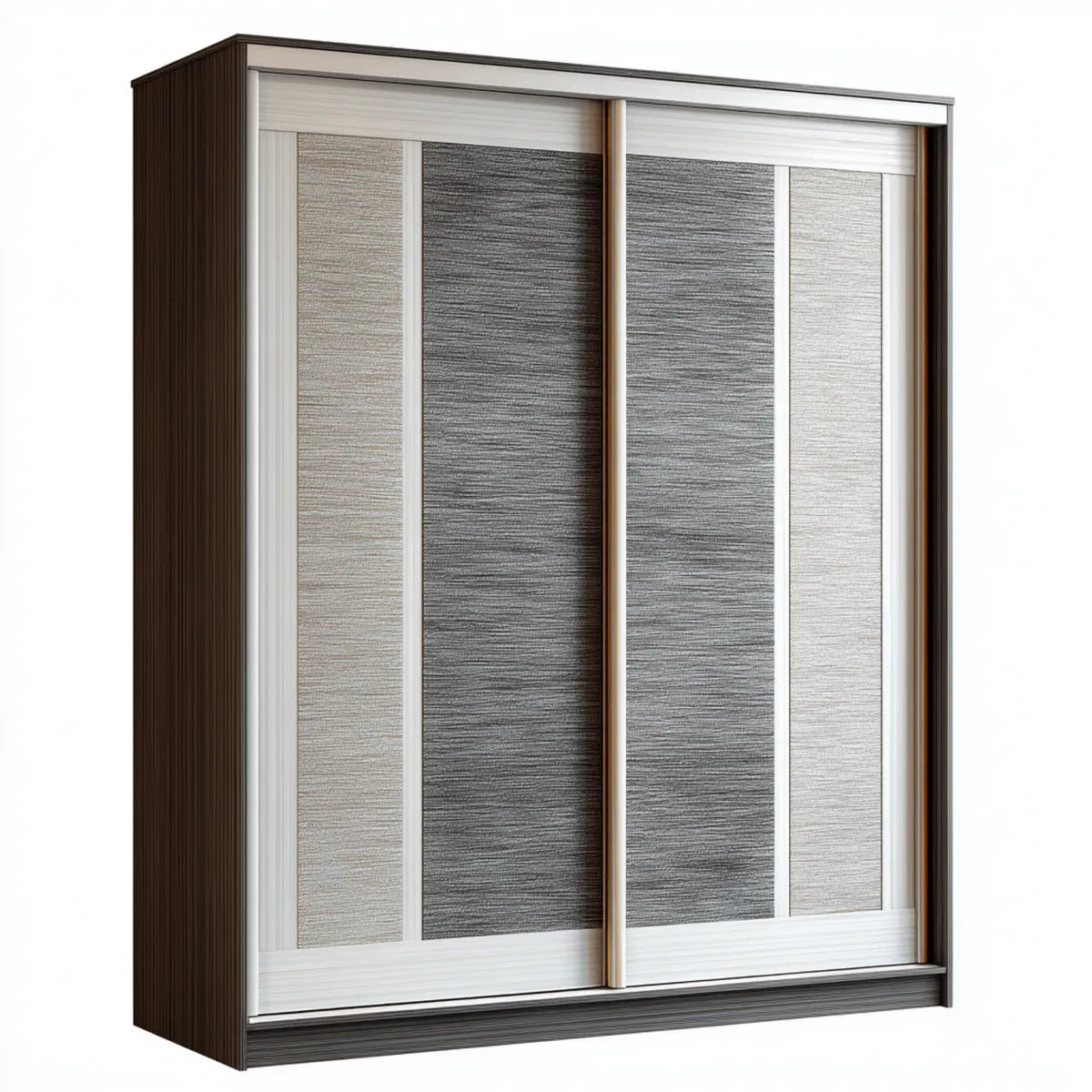 Armadio guardaroba a 2 ante scorrevoli marrone bianco grigio 180 x 60 x 200 cm in pannello truciolare melaminico rettangolare
