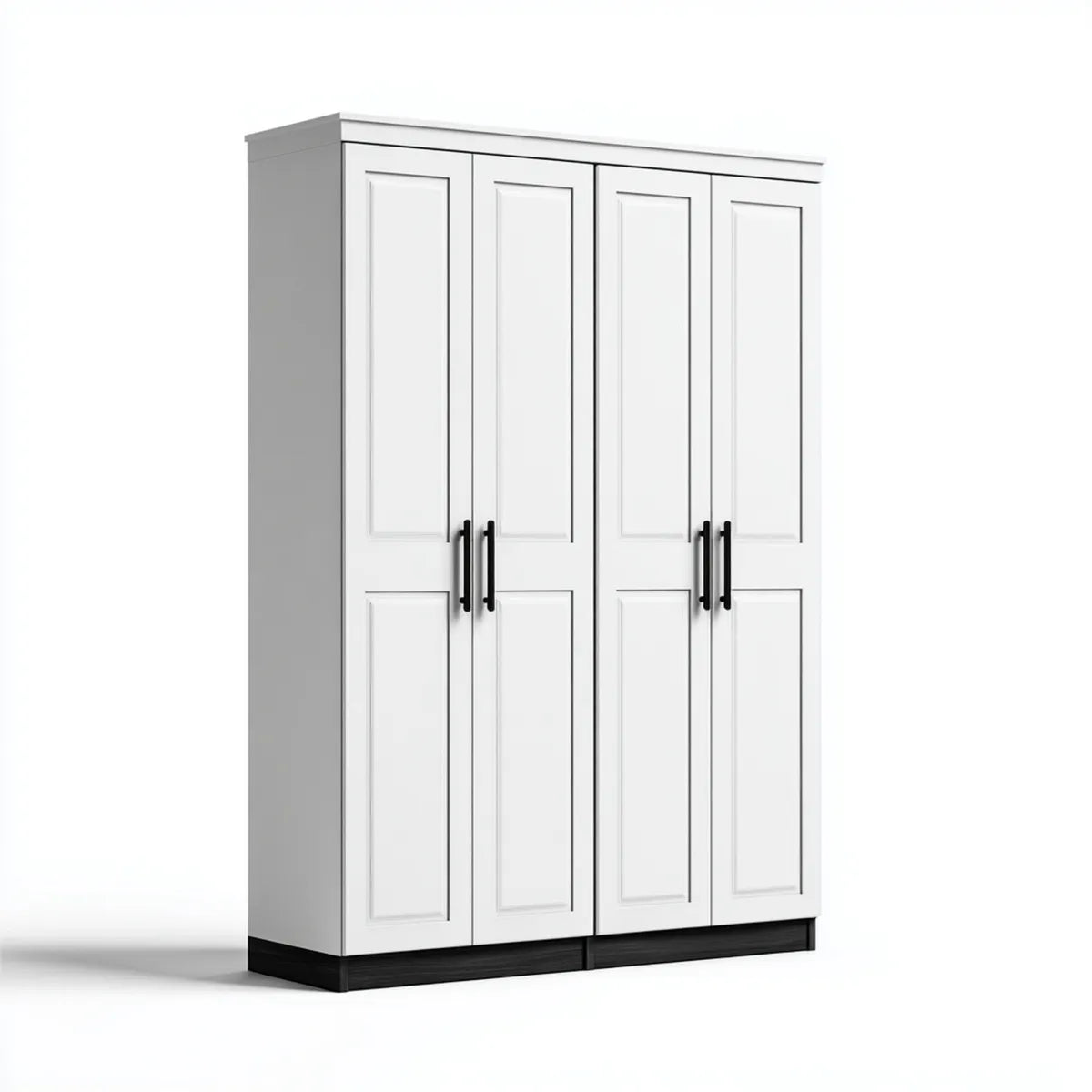 Armadio guardaroba 4 ante bianco rettangolare 160 x 52 x 200 cm in pannello truciolare nobilitato