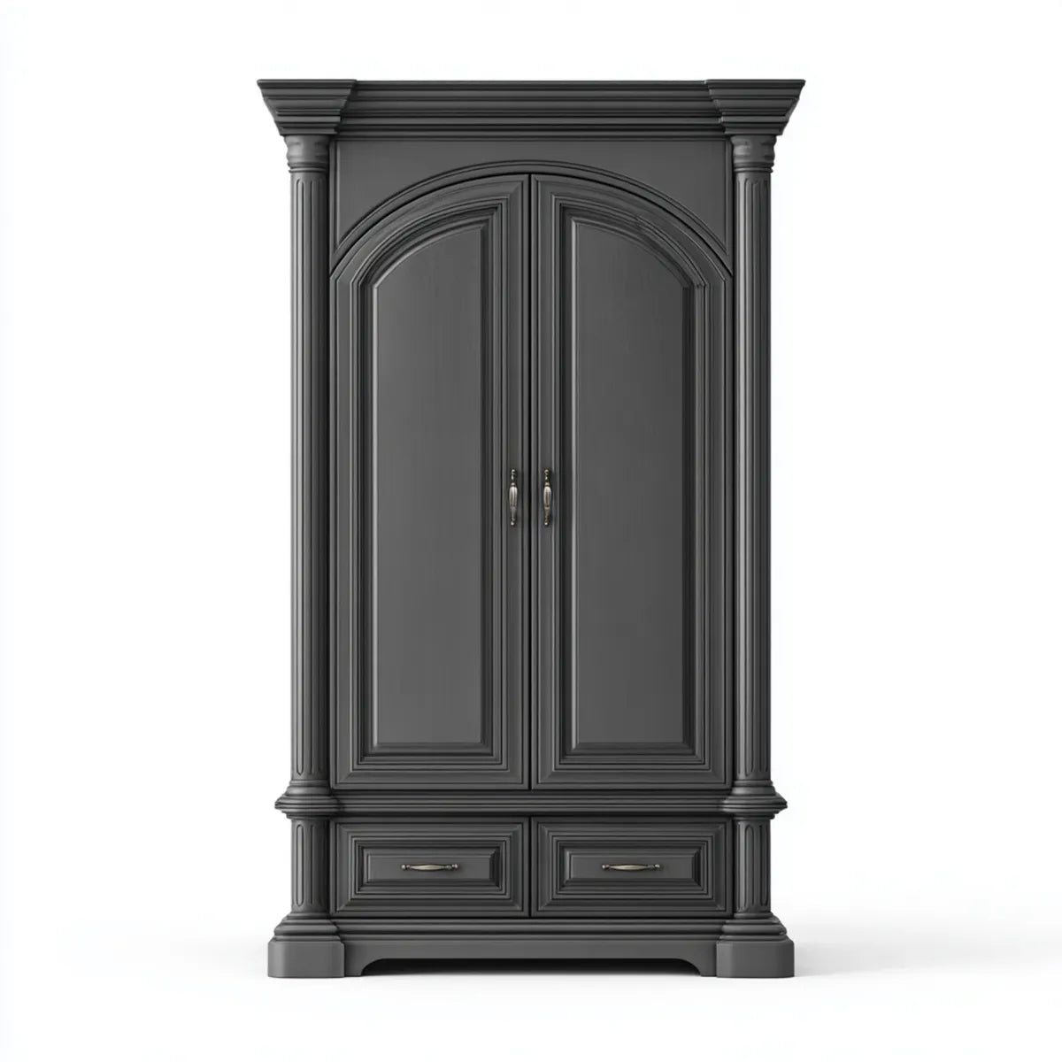 Armadio guardaroba 2 ante con 2 cassetti antracite in pannelli MDF rettangolare 120 x 55 x 220 cm