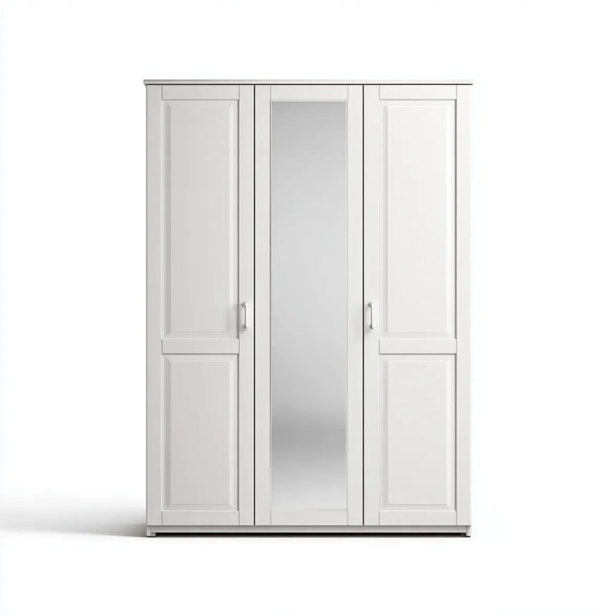 Armadio guardaroba 3 ante bianco con specchio 120 x 52 x 190 cm in pannello truciolare nobilitato