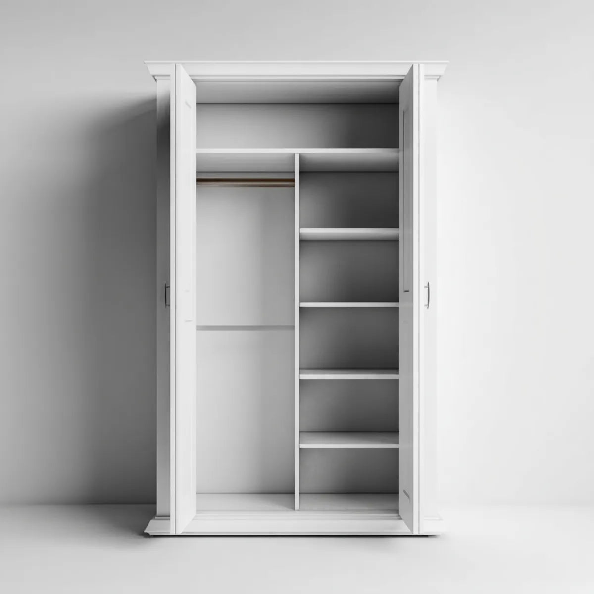 Armadio guardaroba bianco a 2 ante battenti in MDF rettangolare 100 x 50 x 200 cm